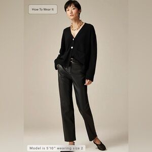 J. CREW leather-look Petite Kate straight-leg pant